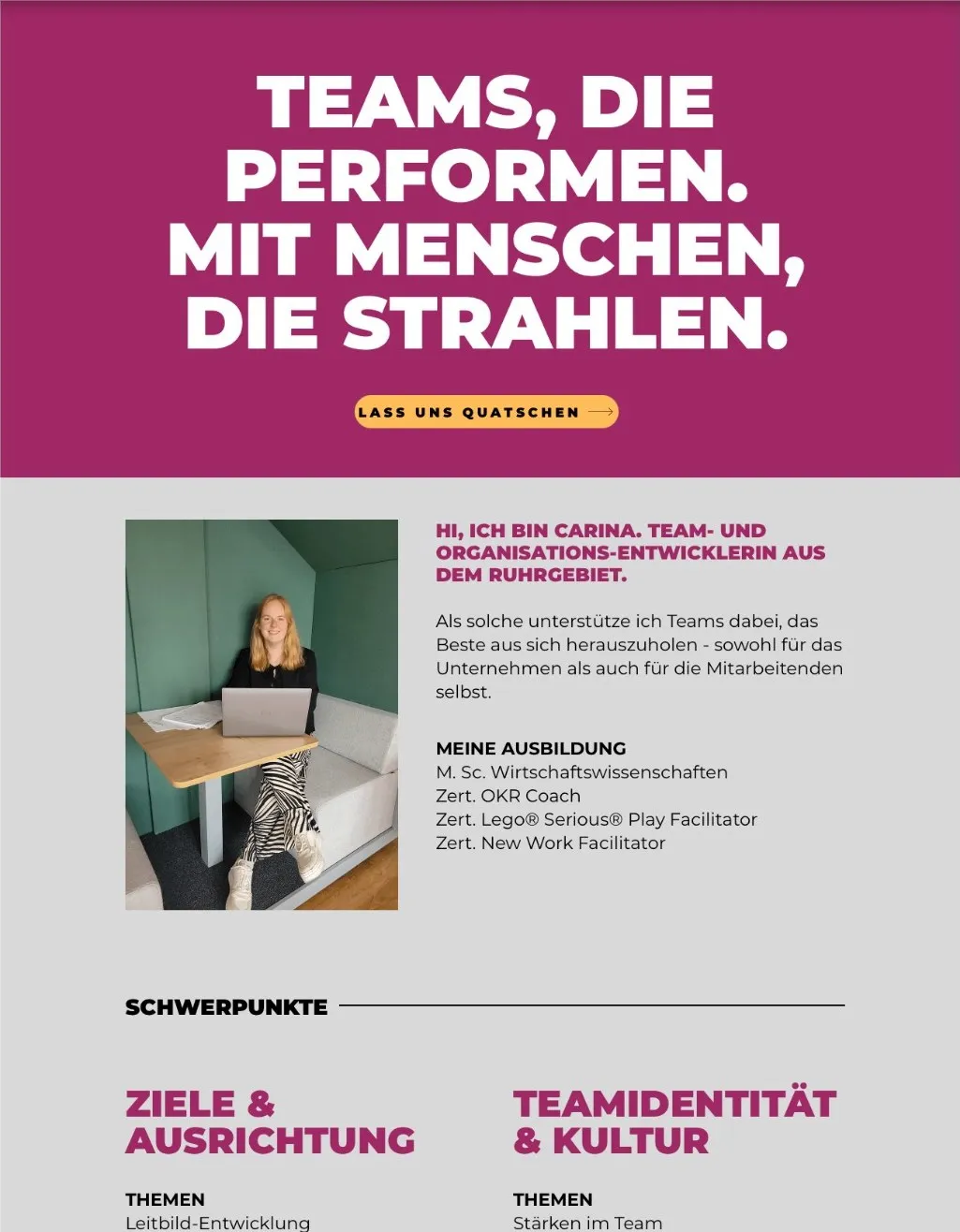Alte Webseite von Carina Deing