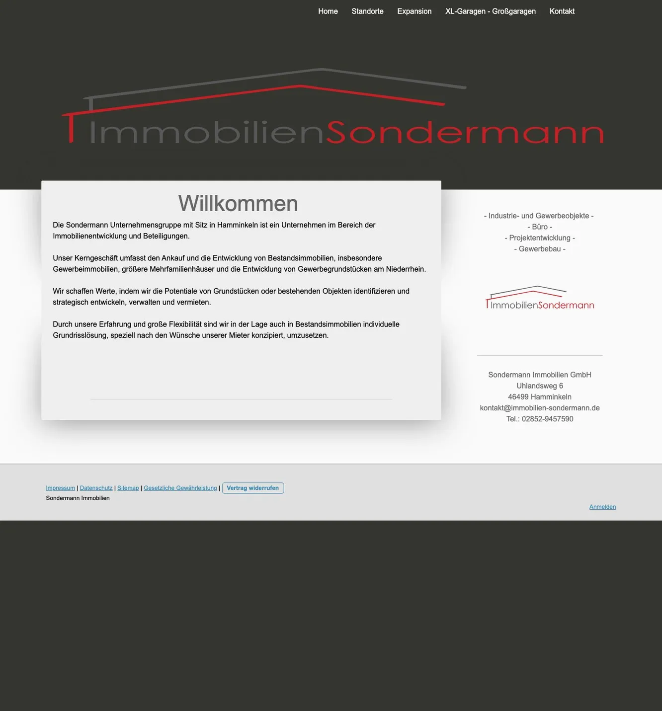 Alte Webseite von Immobilien Sondermann